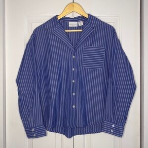 Caroline Constas Blue pinstripe button-up shirt